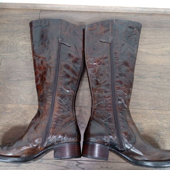BORN CROWN Roxie Brown Crinkle Leather Tall Boots Size US 6.5 NWOT - Picture 5 of 10